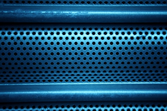 Blue metal grid closeup